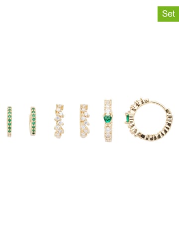 U.S. Polo Assn. 3-delige set: vergulde creolen met kristallen