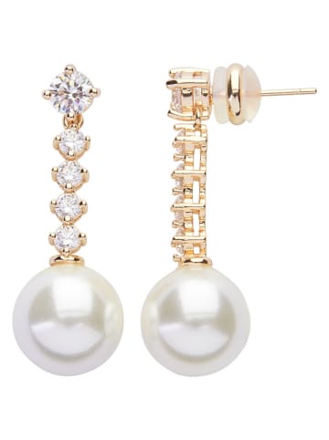 U.S. Polo Assn. Pozłacane kolczyki-wkrętki z kryształami i perłami