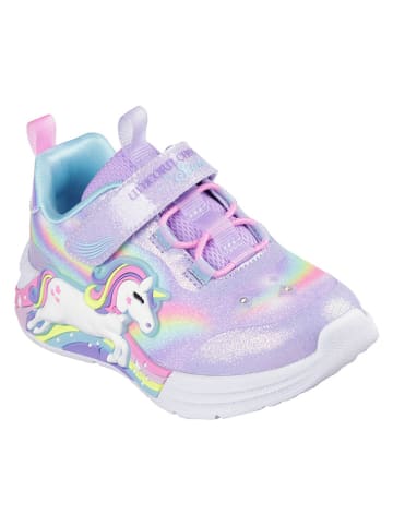Skechers Sneakersy w kolorze fioletowym ze wzorem