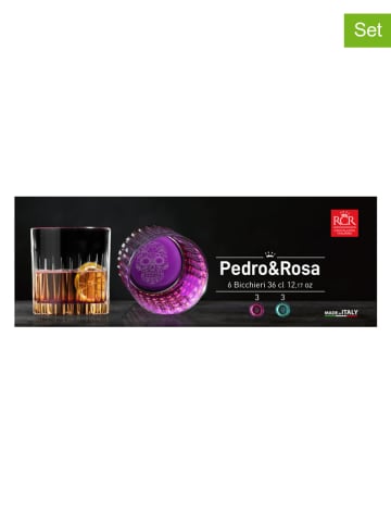 RCR cristalleria 6er-Set: Cocktailgläser "Pedro & Rosa" in Grün/ Rosa - 360 ml