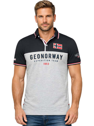 Geographical Norway Koszulka polo "Ketora" w kolorze szaro-czarnym