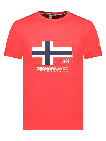 Geographical Norway Koszulka "Newflag" w kolorze czerwonym