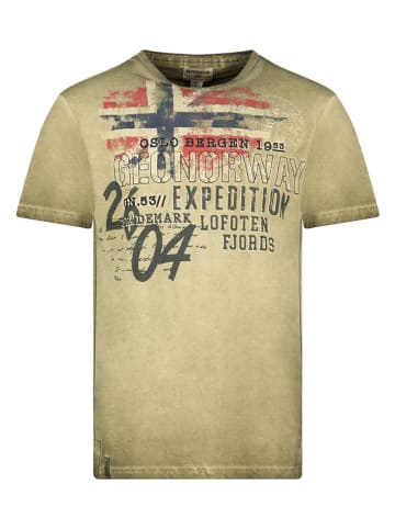 Geographical Norway Koszulka "Jelegant" w kolorze khaki