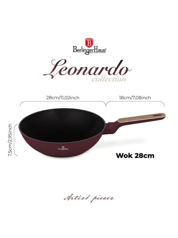 Berlinger Haus Patelnia wok "Leonardo Nordic Collection" w kolorze bordowym - Ø 28 cm