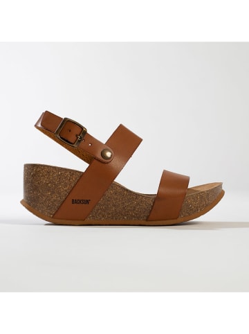 BACKSUN Leren sleehaksandalen "Cali" lichtbruin