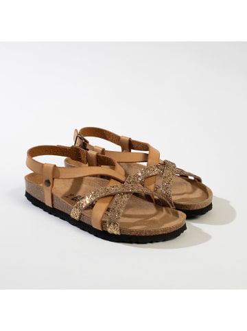 BACKSUN Sandalen "Veracruz" in Hellbraun/ Gold