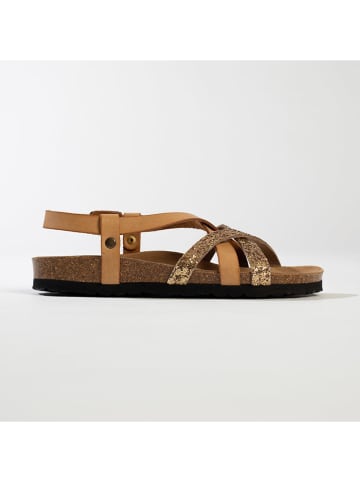 BACKSUN Sandalen "Veracruz" in Hellbraun/ Gold