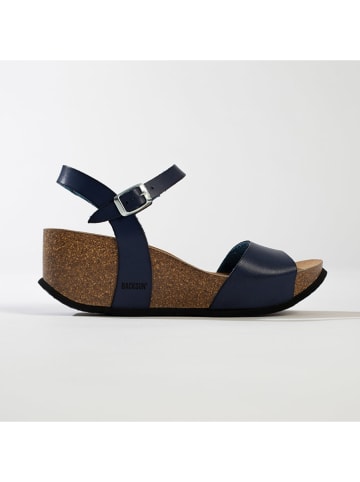 BACKSUN Leren sleehaksandalen donkerblauw