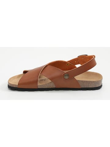 BACKSUN Leren sandalen "Manabi" lichtbruin