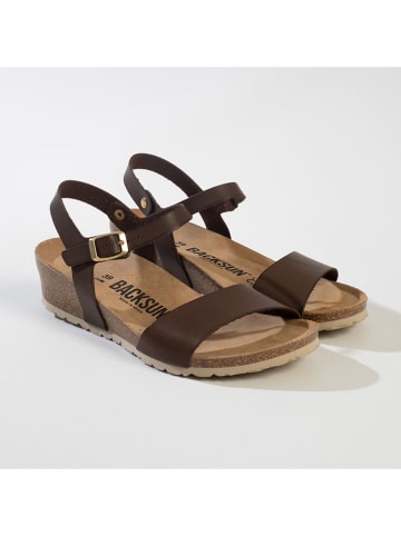 BACKSUN Leren sleehaksandalen "Calabria" bruin