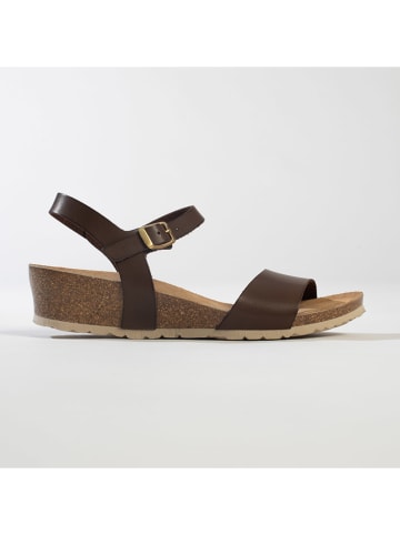 BACKSUN Leder-Keilsandaletten "Calabria" in Braun