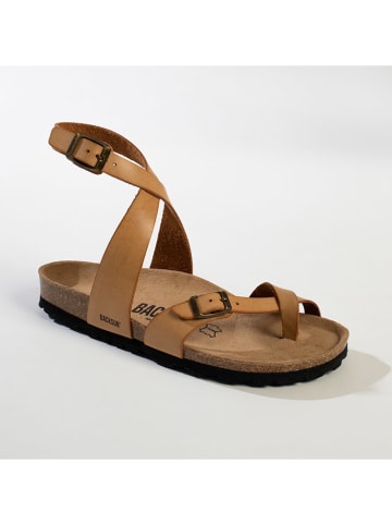 BACKSUN Leren sandalen "Mala" lichtbruin