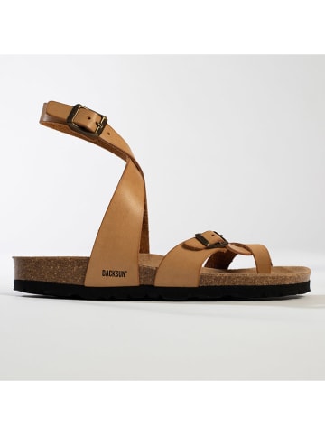 BACKSUN Leren sandalen "Mala" lichtbruin