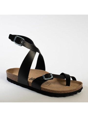 BACKSUN Leder-Sandalen "Mala" in Schwarz