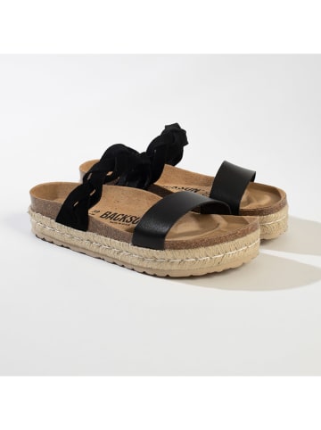 BACKSUN Leren slippers zwart