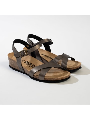 BACKSUN Sandały w kolorze szarym na koturnie