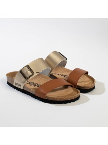 BACKSUN Slippers goudkleurig/lichtbruin