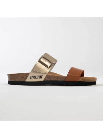 BACKSUN Klapki w kolorze złoto-jasnobrązowym
