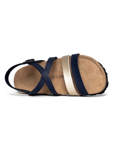 BACKSUN Sandalen donkerblauw/goudkleurig