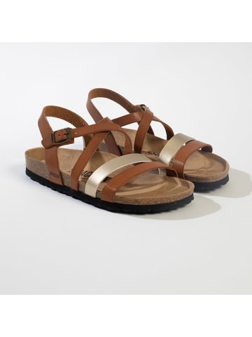 BACKSUN Sandalen "Pantel" in Hellbraun/ Silber