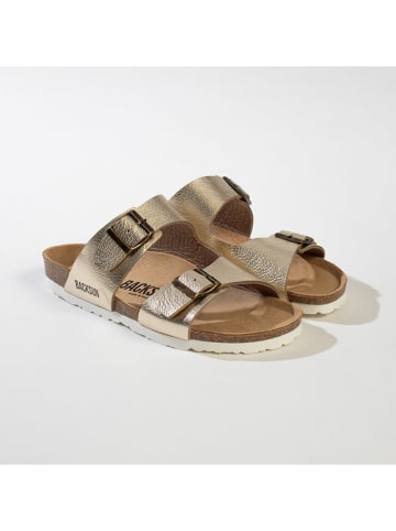 BACKSUN Klapki w kolorze złotym