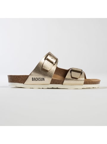 BACKSUN Klapki w kolorze złotym