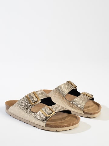 BACKSUN Klapki "Bali" w kolorze złotym