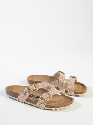 BACKSUN Klapki "Talca" w kolorze złotym