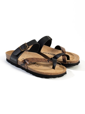 BACKSUN Teenslippers "Barcelone" zwart/bruin