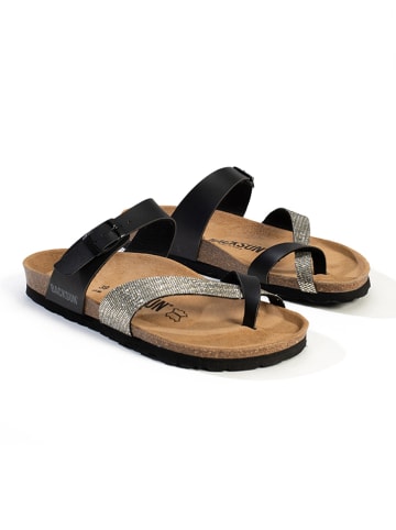 BACKSUN Zehentrenner "Barcelone" in Schwarz/ Silber