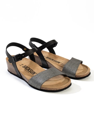 BACKSUN Sleehaksandalen "Calabria" zwart/zilverkleurig
