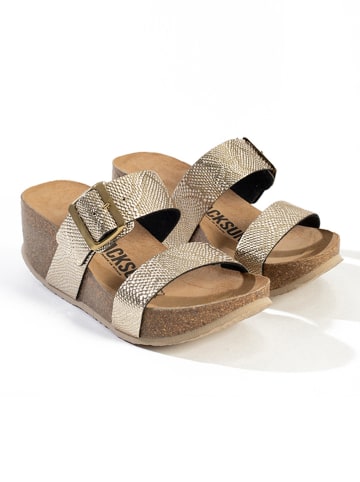 BACKSUN Sleehakslippers "Jakarta" goudkleurig