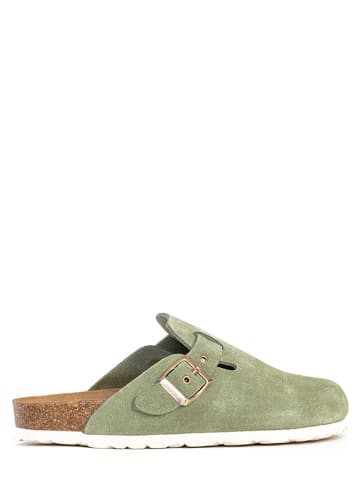 BACKSUN Leren slippers "Oslo" groen