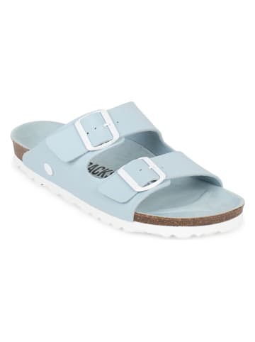 BACKSUN Leren slippers "Bali" lichtblauw