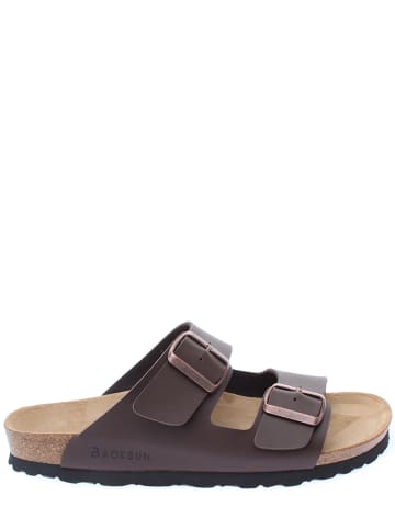 BACKSUN Leder-Pantoletten in Braun