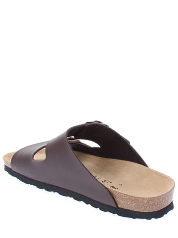 BACKSUN Leren slippers bruin