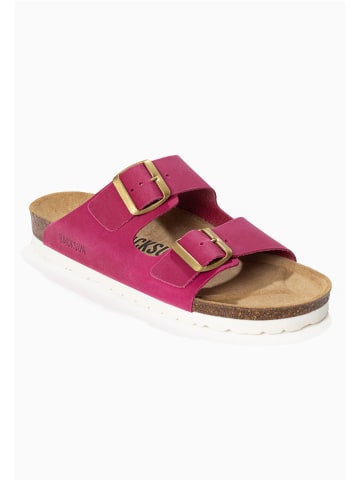 BACKSUN Leder-Pantoletten "Bali" in Fuchsia