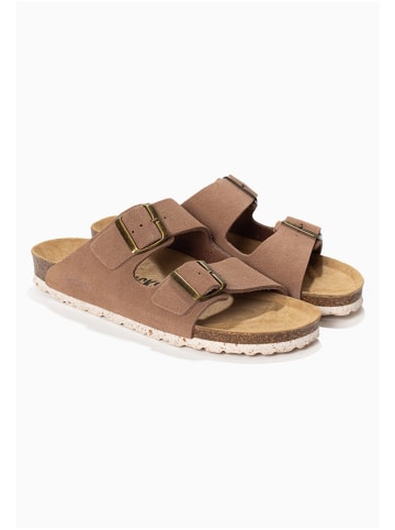 BACKSUN Leren slippers "Bali" lichtbruin