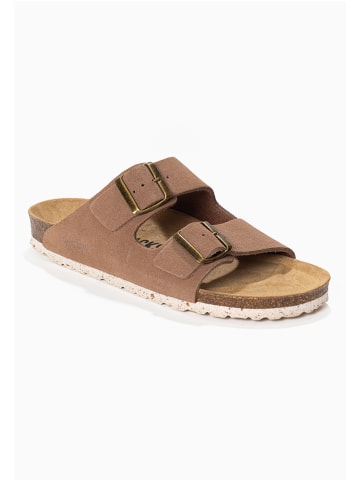 BACKSUN Leren slippers "Bali" lichtbruin