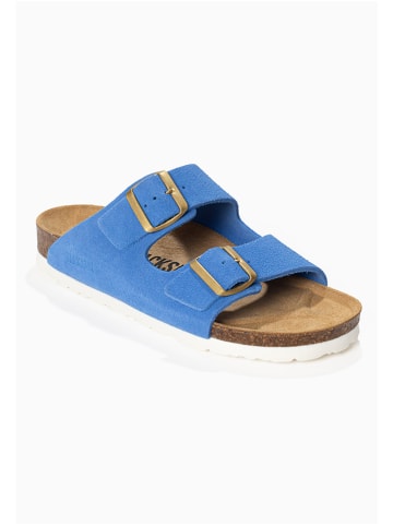 BACKSUN Leder-Pantoletten "Bali" in Blau