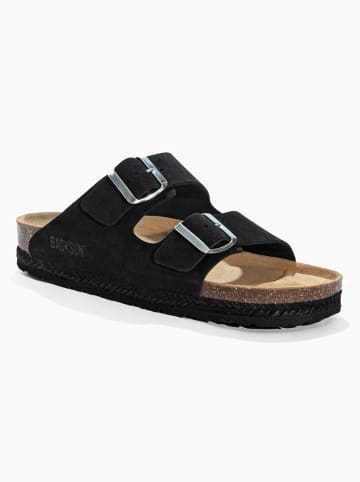 BACKSUN Skórzane klapki "Vada" w kolorze czarnym