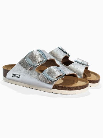 BACKSUN Klapki "Londrina" w kolorze srebrnym