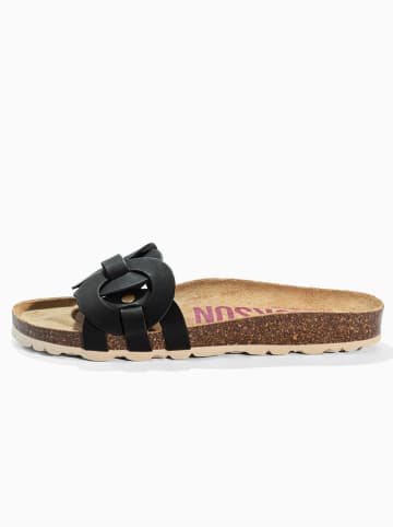 BACKSUN Leder-Pantoletten "Trapeze" in Schwarz