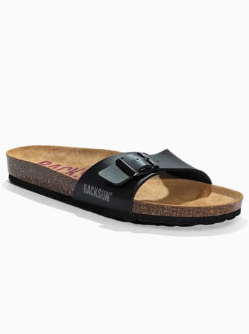 BACKSUN Leren slippers "Paris" zwart