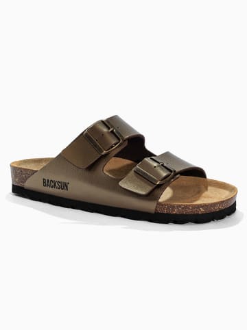 BACKSUN Klapki "Bali" w kolorze złotym