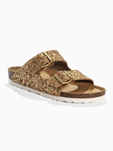 BACKSUN Slippers "Bali" goudkleurig