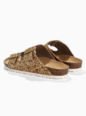 BACKSUN Slippers "Bali" goudkleurig