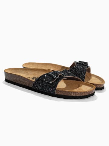 BACKSUN Leren slippers "Paris" zwart