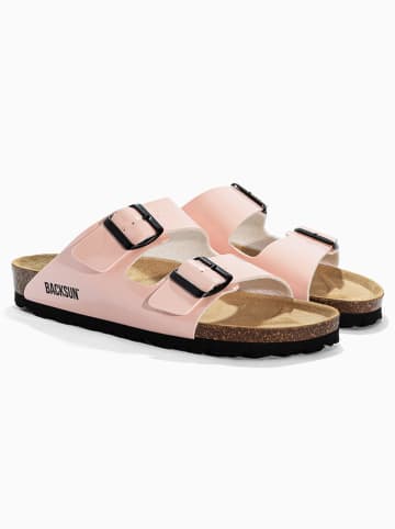 BACKSUN Leder-Pantoletten "Bali" in Rosa