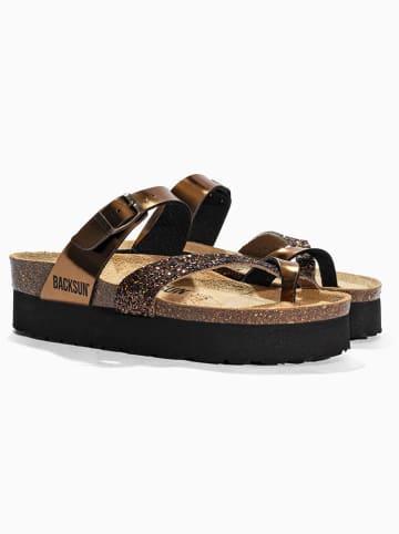 BACKSUN Leder-Zehentrenner "Andy" in Gold